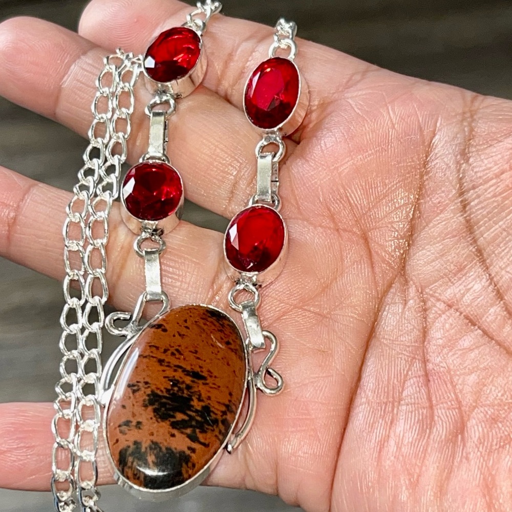 Mahogany Obsidian Pendant Necklace